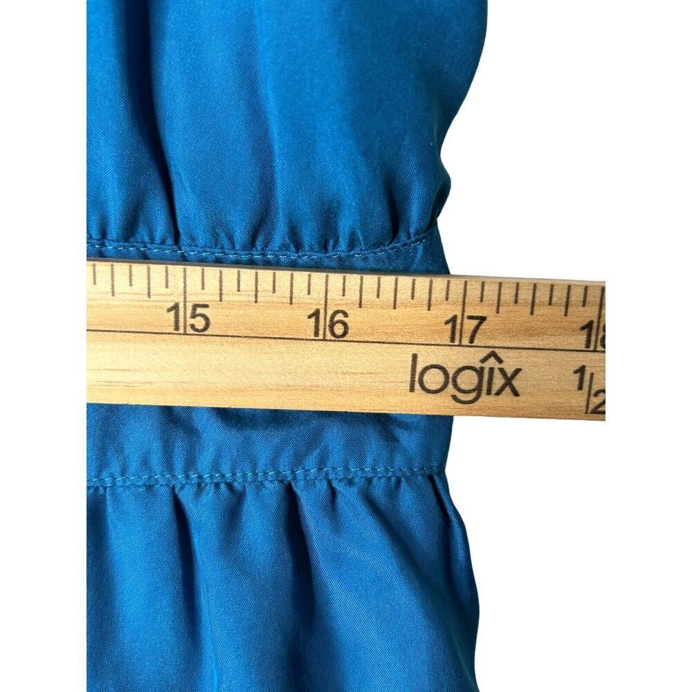 Ann Taylor Loft Dress Women Size 14 Blue Silk Sleeveless Ruffle Mini Fit N Flare - Picture 10 of 12